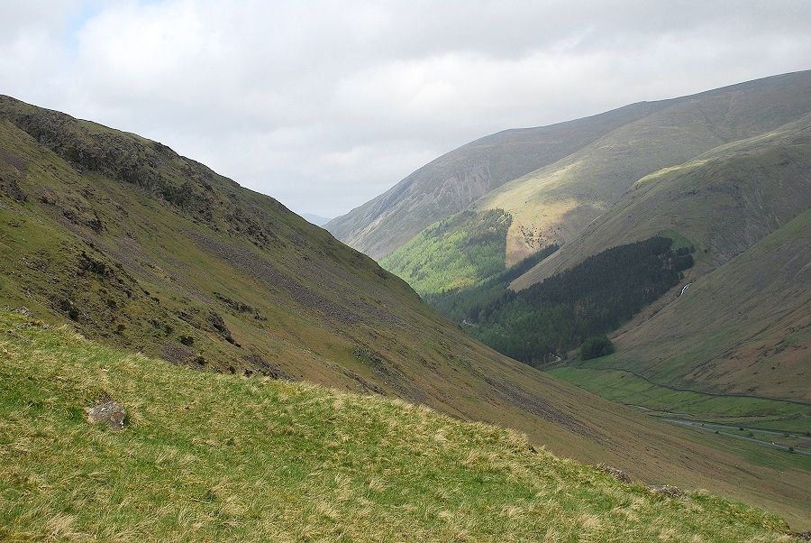 Dunmail Raise and Helvellyn from the south east ridge