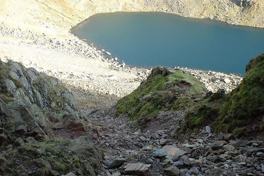 Looking down the lower part of the South Rake to Goat's Water