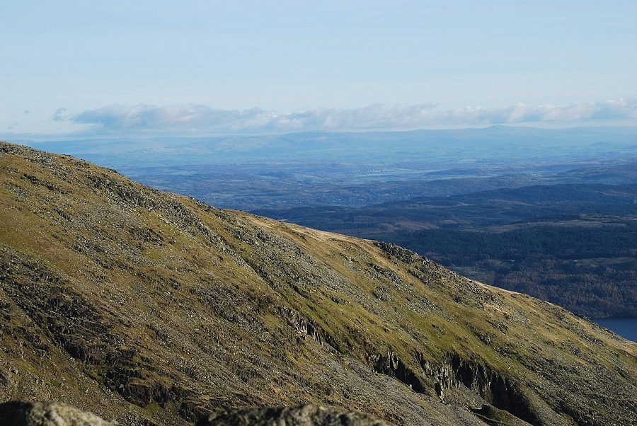 The Peninnes across the south ridge of Coniston Old Man