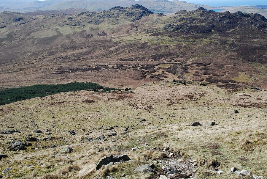 Looking down to Green Crag